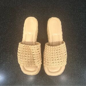Marc Fisher Woven Tan Slide Sandals